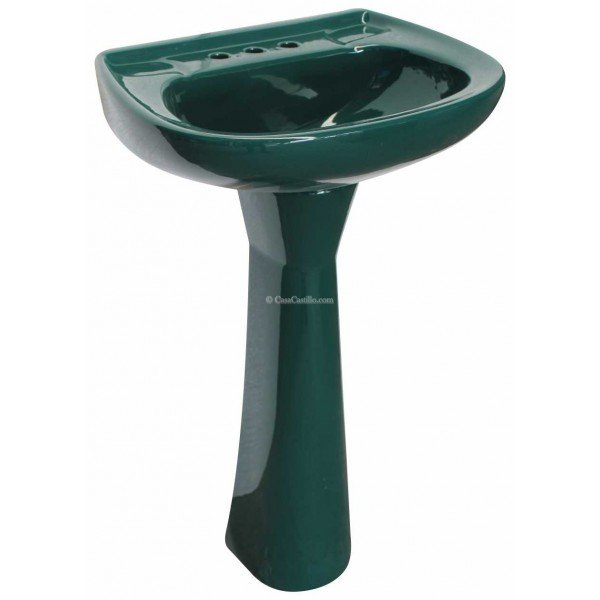 Mexican Talavera Pedestal Sink Verde Pino